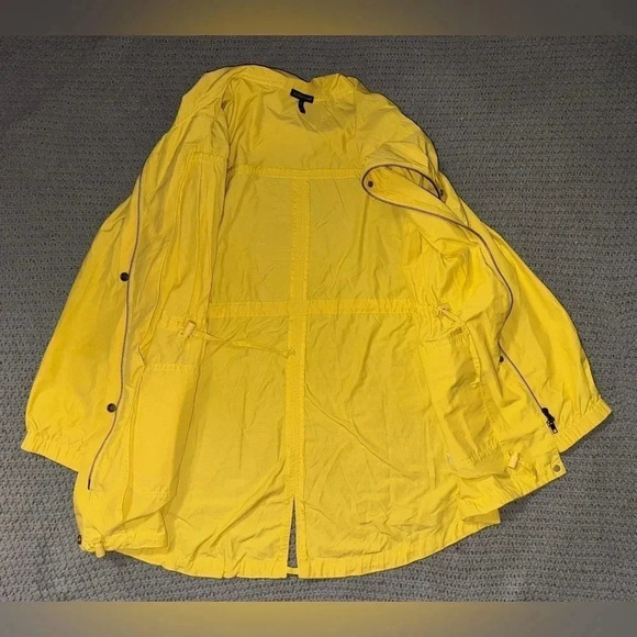 Eileen Fisher Jacket Medium Womens Yellow Anorak Rain Coat Full Zip High Collar - Picture 8 of 12